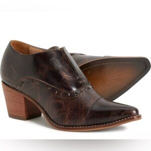 Nocona Sherry Snake Print Western Booties Brown Leather Size 7.5B